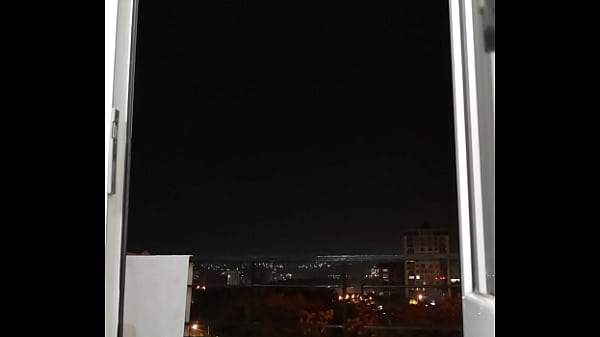 Public wanking in a balcony