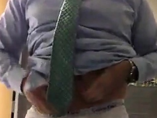 Big-Cock Daddy Strokes at Work