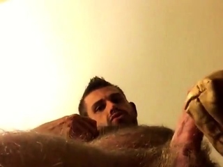 Muscular Blue-Eyed Hunk Masturbates with Pillow