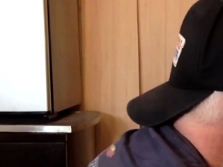 Real amateur gaydaddy sucks gloryhole dick in home closeup