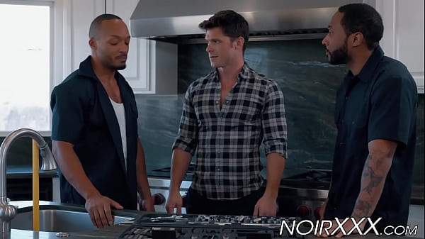 Rich white gay double analled by two black hunky plumbers