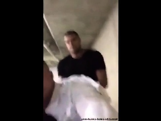 Interracial Bareback Anal on the Parking Deck