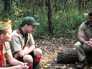ScoutBoys Muscle bear fucks twink sons in the woods